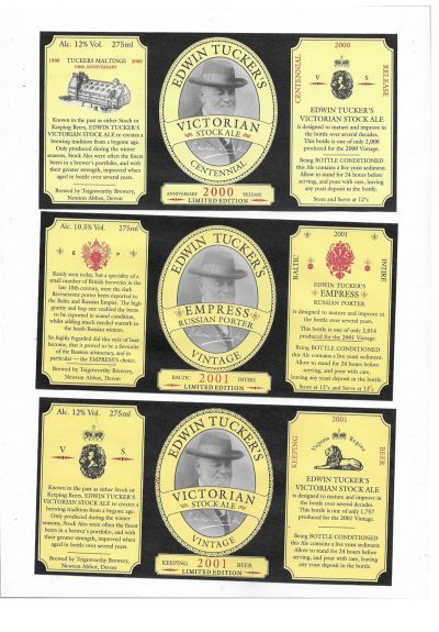 EDWIN TUCKER - 3 DIFFERENT 2001 LABELS - SOAKED OFF  - VGC