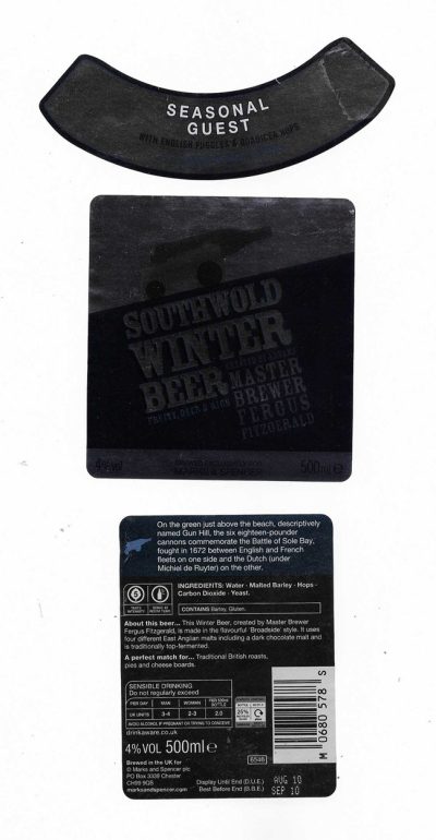 ADNAMS OF SOUTHWOLD - SOUTHWOLD WINTER BEER - BLUE & SILVER - USED