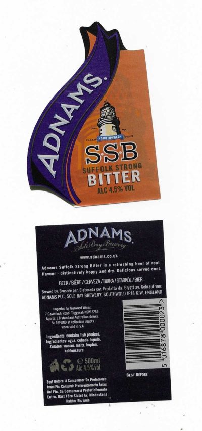 ADNAMS OF SOUTHWOLD - SUFFOLK STRONG BITTER - USED
