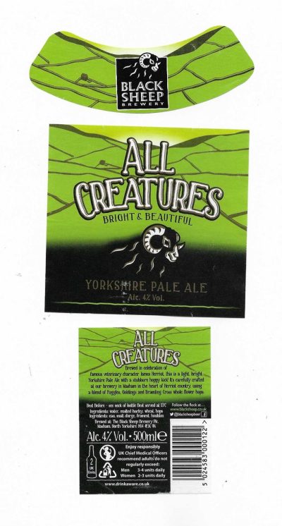 BLACK SHEEP BREWERY - ALL CREATURES PALE ALE - USED
