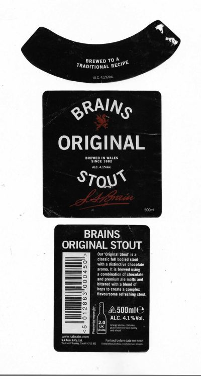 BRAINS OF CARDIFF - ORIGINAL STOUT - USED
