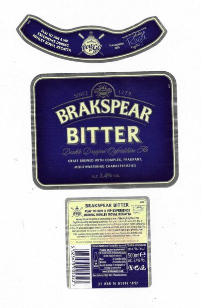 BRAKSPEAR OF OXFORD - BITTER - WITH SILVER BORDER - USED
