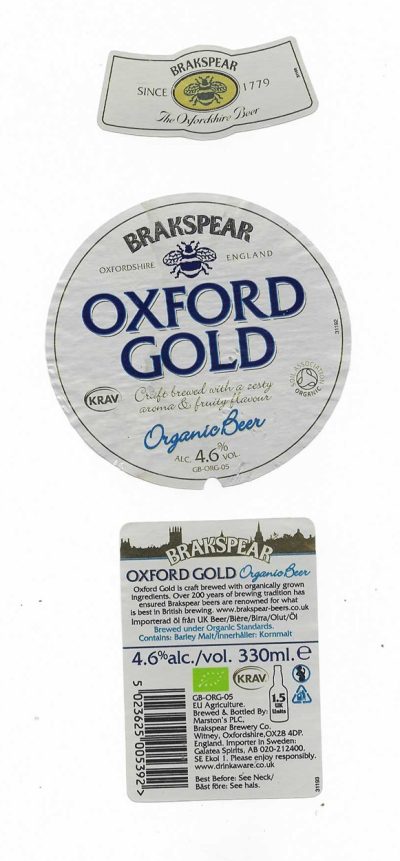 BRAKSPEAR OF OXFORD - OXFORD GOLD - ALMOST CIRCULAR - USED