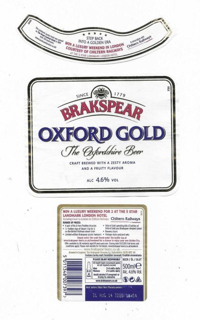 BRAKSPEAR - OXFORD GOLD - RED BRAKSPEAR - ( A ) - USED
