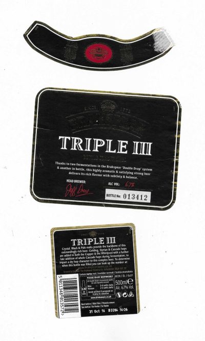 BRAKSPEAR OF OXFORD - TRIPLE ( B ) - USED