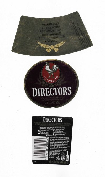 COURAGE - DIRECTORS ( C ) - USED - SOAKED OFF BOTTLE -  PURPLE COLOUR - NECK LABEL IS GOLD