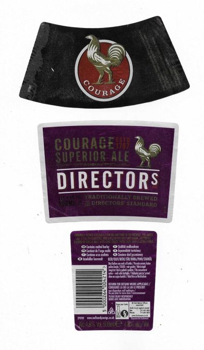 COURAGE - DIRECTORS ( B ) - USED - SOAKED OFF BOTTLE - LIGHT PURPLE COLOUR