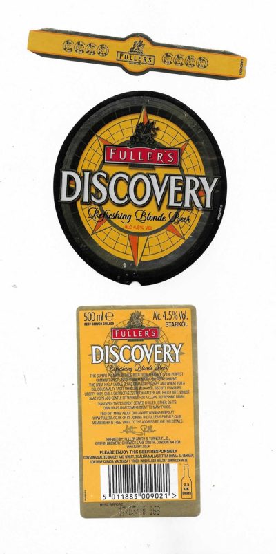 FULLER SMITH & TURNER - DISCOVERY BLONDE BEER - USED