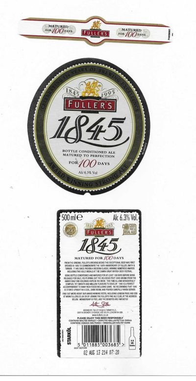 FULLER SMITH & TURNER - 1845 - 100 DAY MATURED ALE  ( A ) - USED