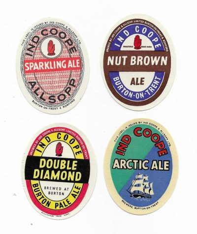 IND COOPE AND ALLSOPP GROUP OF 4 DIFFERENT - PRE 1963 ORIGINAL LABELS