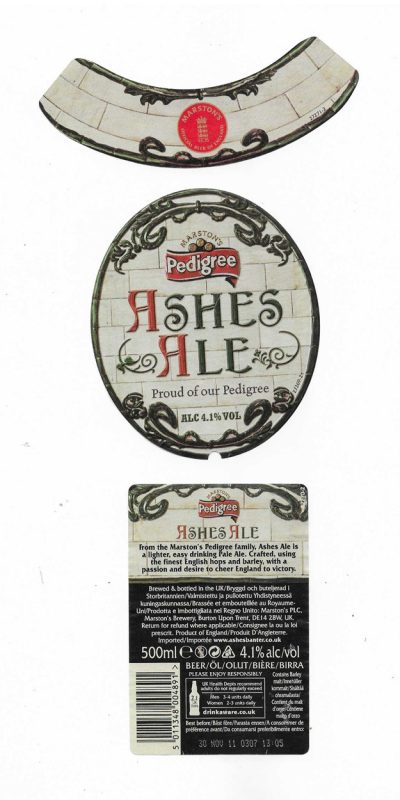 MARSTON'S BREWERY - ASHES ALE - USED