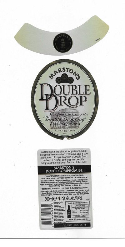 MARSTON'S BREWERY - BURTON UPON TRENT - DOUBLE DROP ( C  - 4 % VOLUME DIFFERENT BACK ) - USED
