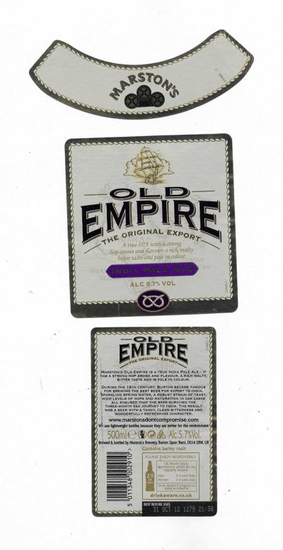 MARSTON'S BREWERY - BURTON UPON TRENT - OLD EMPIRE I.P.A. - USED
