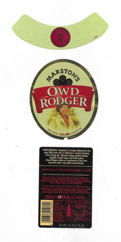 MARSTON'S BREWERY - BURTON UPON TRENT - OWD ROGER ( A ) - USED