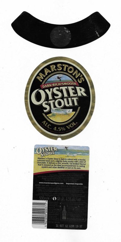 MARSTON'S BREWERY - BURTON UPON TRENT - OYSTER STOUT ( B ) - USED