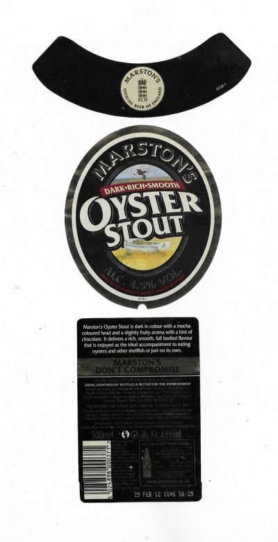 MARSTON'S BREWERY - BURTON UPON TRENT - OYSTER STOUT ( C ) - USED