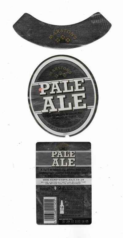 MARSTON'S BREWERY - BURTON UPON TRENT - PALE ALE (SILVER ) - USED