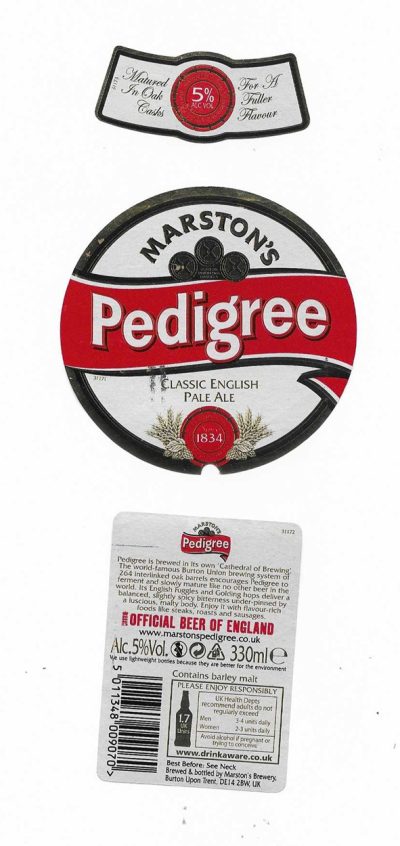 MARSTON'S BREWERY - BURTON UPON TRENT - PEDIGREE ( CIRCLE ) - USED