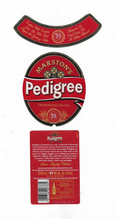 MARSTON'S BREWERY - BURTON UPON TRENT - PEDIGREE ( RED ) - USED