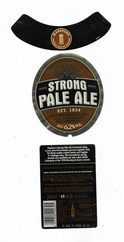 MARSTON'S BREWERY - BURTON UPON TRENT - STRONG PALE ALE - ( A ) - USED - ACTUALLY VIBRANT GOLD & COPPER