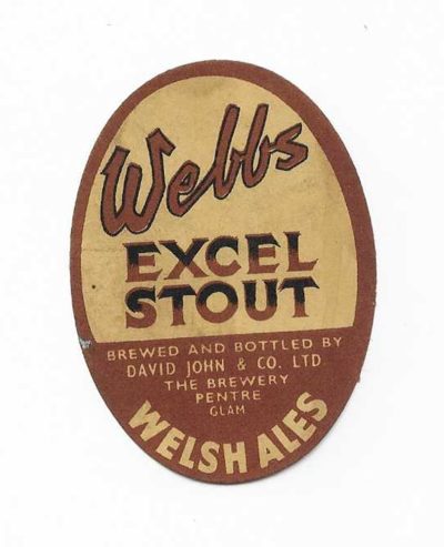 WEBBS - DAVID JOHN & CO. THE BREWERY PENTREGLAM. WALES - EXCEL STOUT - 64mm TALL