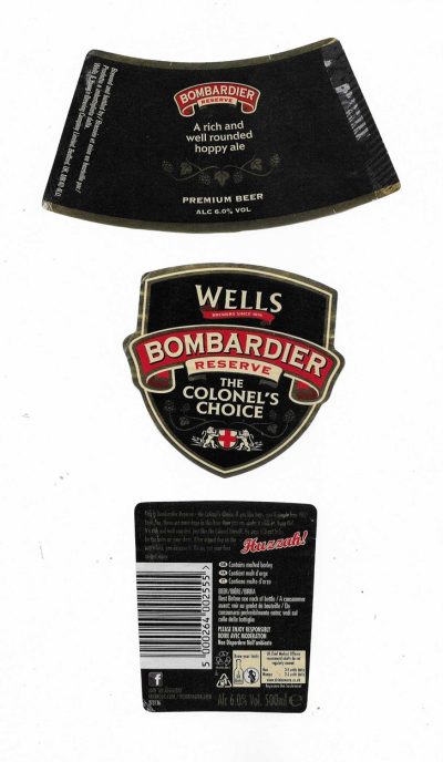 WELLS & YOUNG'S BREWING CO .LTD. BEDFORD - BOMBARDIER COLONEL'S CHOICE - USED
