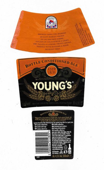WELLS & YOUNG'S BREWING OF BEDFORD - YOUNG'S RAM - BITTER - USED