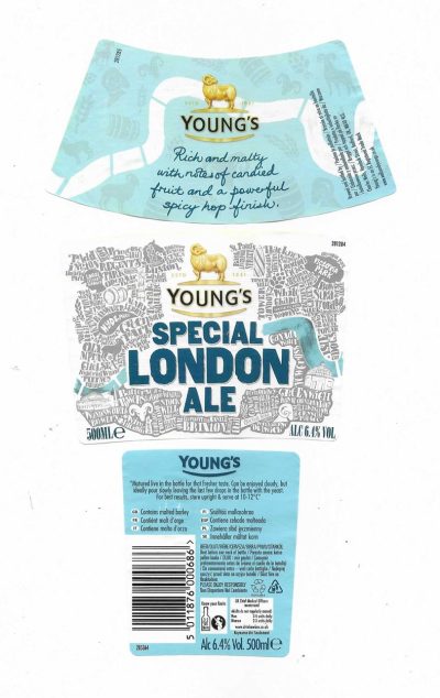 WELLS & YOUNG'S BREWING OF BEDFORD - YOUNG'S RAM - SPECIAL LONDON ALE - USED