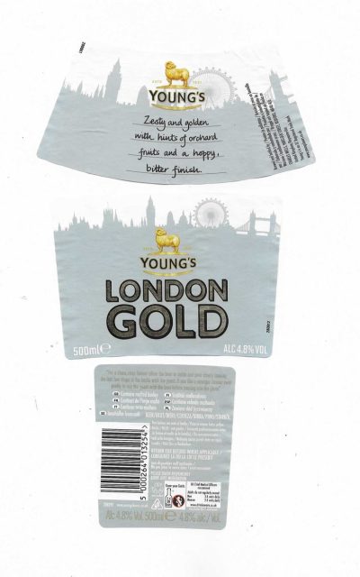 WELLS & YOUNG'S BREWING OF BEDFORD - YOUNG'S RAM - LONDON GOLD ( B ) - USED - IS ACTUALLY LIGHT BLUE
