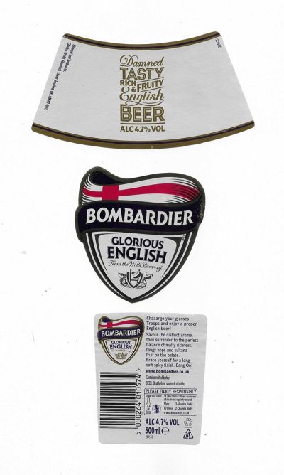 WELLS & YOUNG'S BREWING CO .LTD. BEDFORD - BOMBARDIER GLORIOUS ENGLISH  - USED