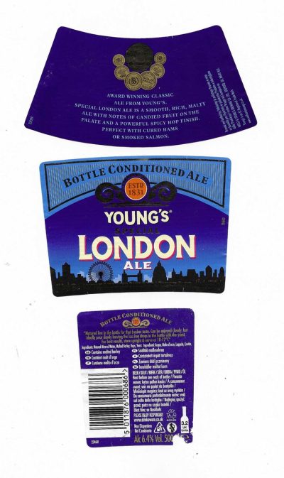 WELLS & YOUNG'S BREWING OF BEDFORD - YOUNG'S RAM - SPECIAL LONDON ALE ( B ) - USED