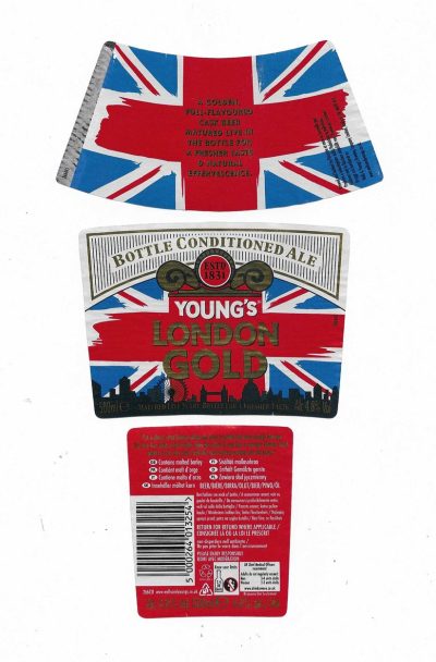 WELLS & YOUNG'S BREWING OF BEDFORD - YOUNG'S RAM - LONDON GOLD ( C ) - USED