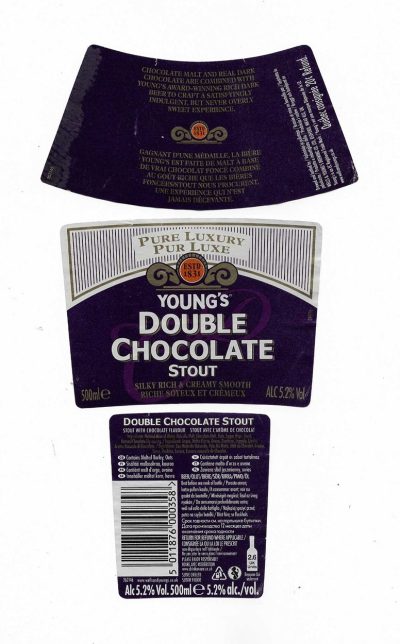 WELLS & YOUNG'S BREWING OF BEDFORD - YOUNG'S RAM - DOUBLE CHOCOLATE STOUT ( A ) - USED