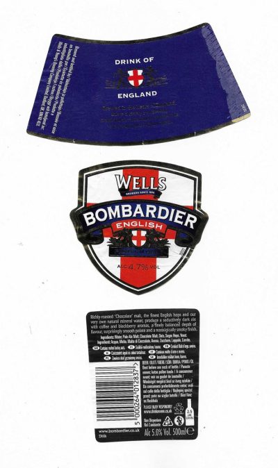 WELLS & YOUNG'S BREWING CO .LTD. BEDFORD - BOMBARDIER ENGLISH ( B - 4.7% ) - USED