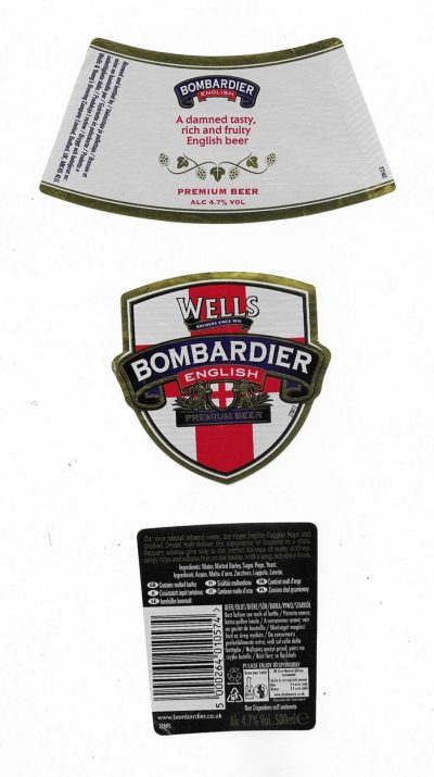 WELLS & YOUNG'S BREWING CO .LTD. BEDFORD - BOMBARDIER ENGLISH ( C ) - USED
