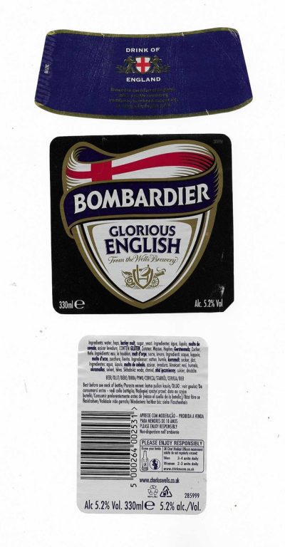 WELLS & YOUNG'S BREWING CO .LTD. BEDFORD - BOMBARDIER ENGLISH ( SQ. ISH - C ) - USED