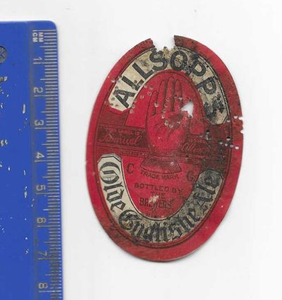 ALLSOPP - OLDE ENGLISH ALE - 70mm TALL - c1905 - TATTY BUT VERY SCARCE