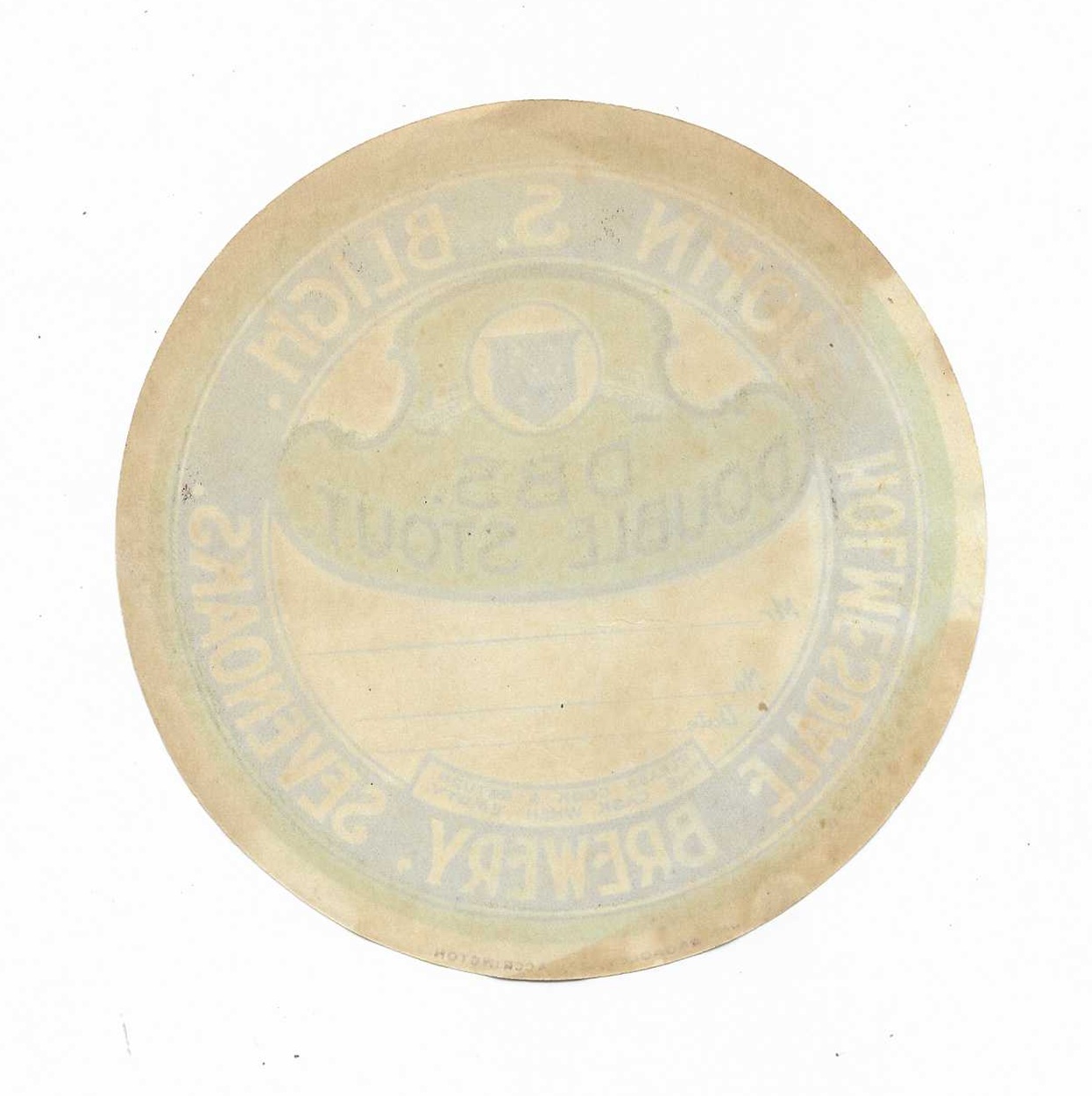 JOHN BLIGH - HOLMESDALE BREWERY - SEVENOAKS - C1905 - EXTREMELY RARE - 126mm TALL - DBS DOUBLE STOUT - SEE BOTH PICS - Image 2