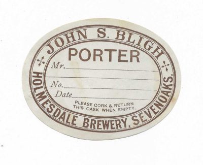 JOHN BLIGH - HOLMESDALE BREWERY - SEVENOAKS - C1905 - EXTREMELY RARE - 83mm TALL