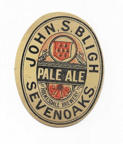 JOHN BLIGH  - SEVENOAKS - PALE ALE - c1905 - EXTREMELY RARE - 81mm TALL - SEE BOTH PICS