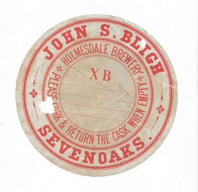 JOHN BLIGH OF SEVENOAKS - CASK - POOR HAS HOLES AND TEAR - 164mm TALL - TEAR HAS BEEN STAMP HINGED - MAKE ME AN OFFER