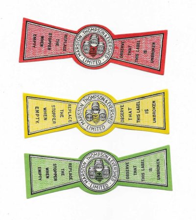 MARSTON THOMPSON & EVERSHED - 3 DIFFERENT STOPPER LABELS