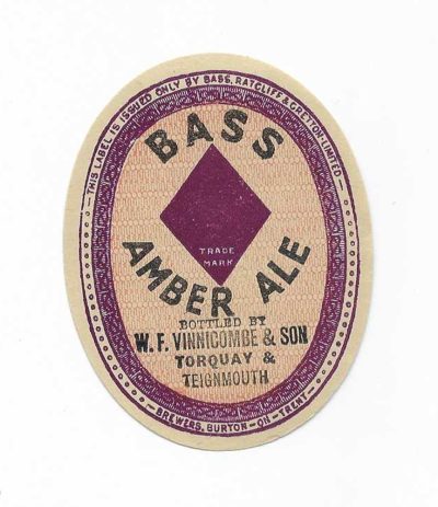 BASS - AMBER ALE - VINNICOMBE OF TORQUAY & TEIGNMOUTH - 72mm TALL