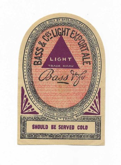 BASS - LIGHT EXPORT ALE - ARCHED - SHOULD BE SERVED COLD