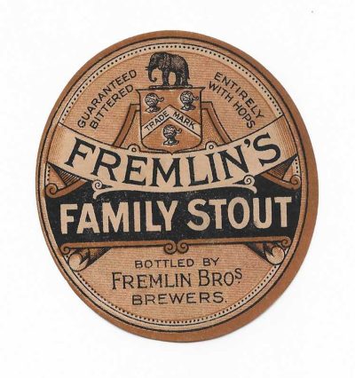 GORGEOUS - FREMLIN BROS. - FAMILY STOUT LABEL - MAIDSTONE - 82mm TALL - SEE BOTH PICS - c1910