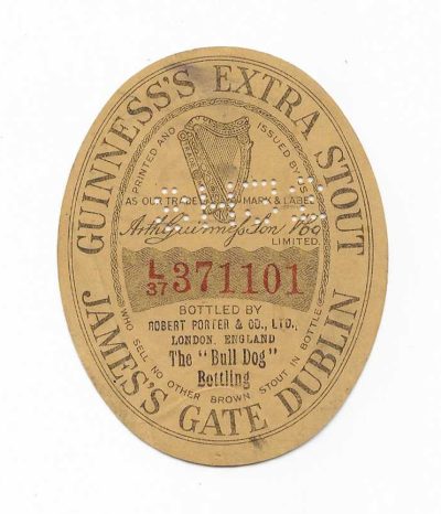 GUINNESS - THE BULL DOG BOTTLING - ( NOT THE NORMAL SMALL SIZE ) - THIS IS 83mm TALL