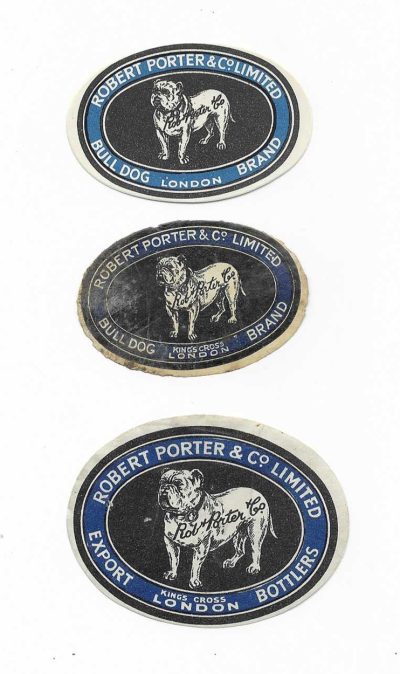 ROBERT PORTER  - 3 DIFFERENT SMALL LABELS - SMALLEST TWO ARE 38mm TALL