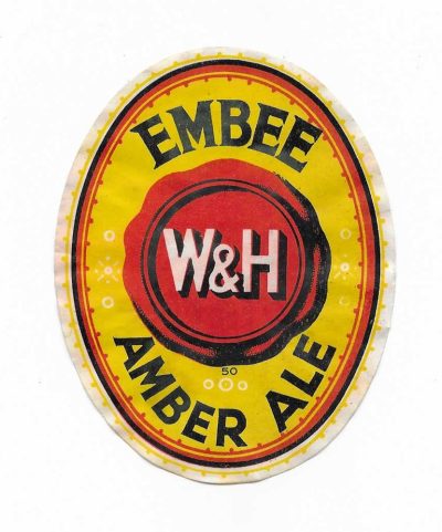 WALKER HOMFRAY - EMBEE AMBER ALE - 107mm TALL - NUMBERED 50 JUST UNDER RED SEAL.