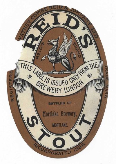 WATNEY COMBE REID - STOUT - MORTLAKE BREWERY - 138mm TALL - FAIR ONLY - c1910