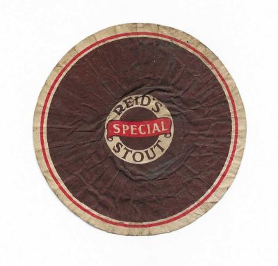 REID'S SPECIAL STOUT - TOP OF BOTTLE AND NECK LABEL - 74mm ROUND - CREASES - BELIEVED c1910 - 1920